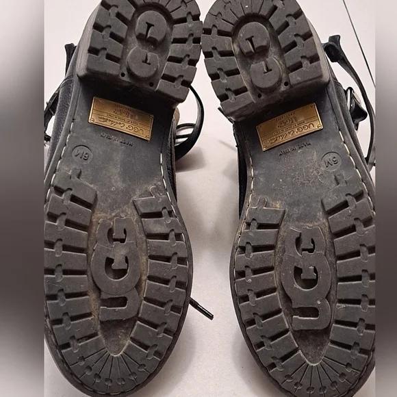 UGG Collection Sassari Suede/Leather Combat Boots/Booties Size 6M - Picture 10 of 10